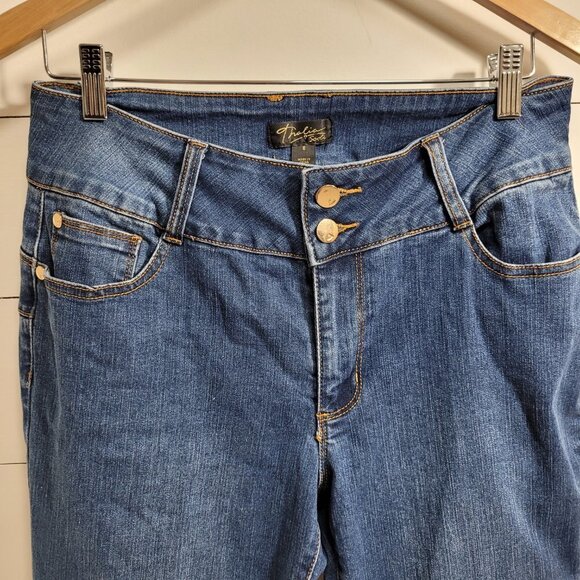 Thalia Sodi Jeans Women's sz 8 Double Button High Rise Skinny Denim Jeans - Picture 3 of 9